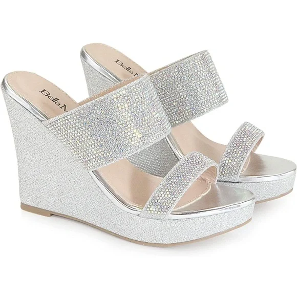 Rhinestone Silver Wedge Sandal - Picture 6 of 7